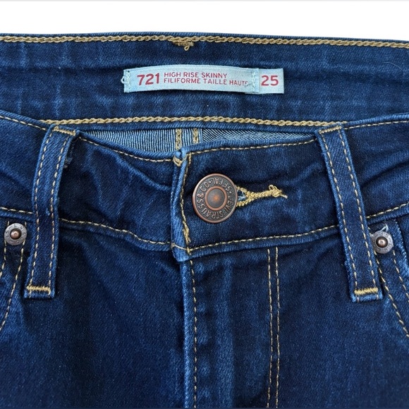 NWOT, Levi’s, 721 High Rise Skinny Jeans, Size 25, Dark Blue - Picture 6 of 14